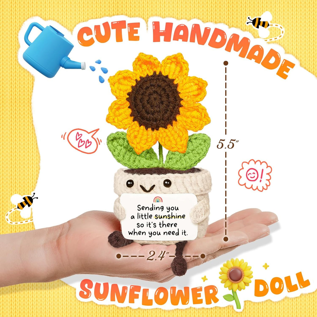 Handmade Positive Sunflower Crochet Decor