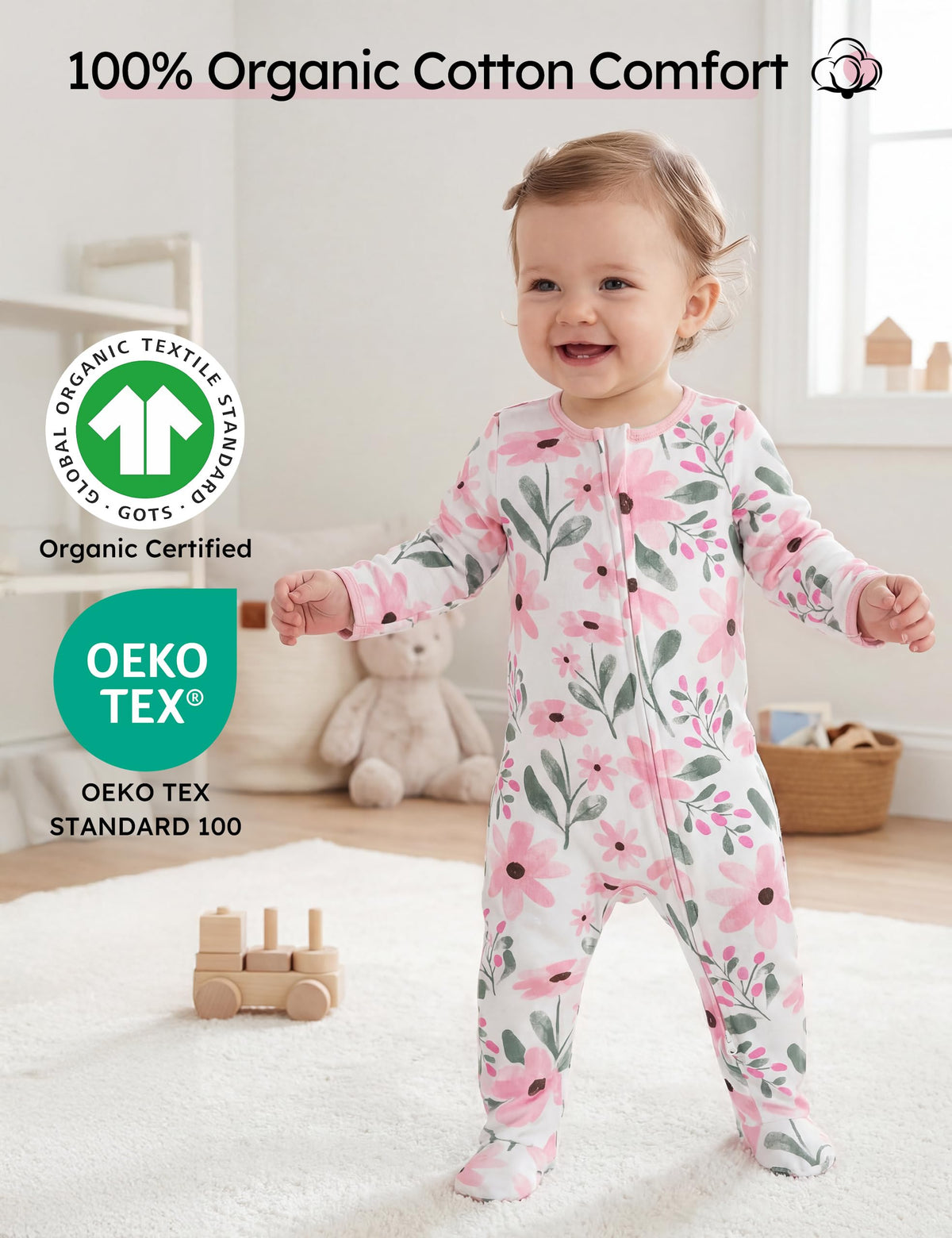 Yoofoss Baby Pajamas 100% Organic Cotton Newborn Sleepers Boy Girl Clothes
