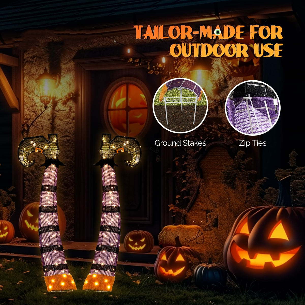 Aw 9Ft Animatronics Flying Witch Hovering Broom Animated Ac 100V-240V Halloween Outdoor Decoration Motion Activated