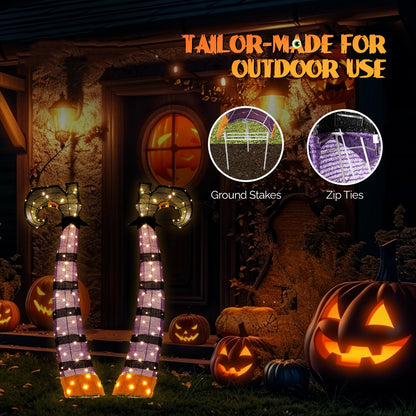 Aw 9Ft Animatronics Flying Witch Hovering Broom Animated Ac 100V-240V Halloween Outdoor Decoration Motion Activated