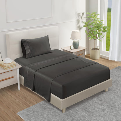 100% Egyptian Cotton Sheets King Size Sheets Set with Fully Elasticated 15" Deep Fitted Sheet & Pillowcases