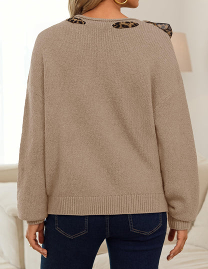 ZESICA Women's Fall Winter Cute Bow Tie Oversized Sweaters
