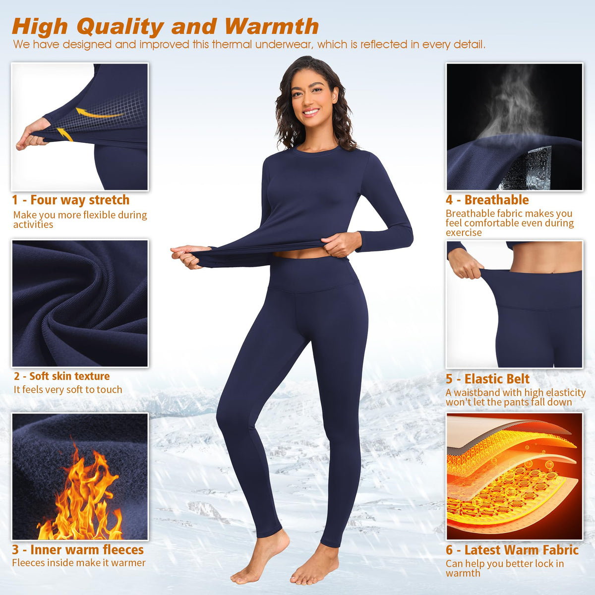 Thermal Underwear for Women Thermal Set Fleece Lined Leggings Long Johns