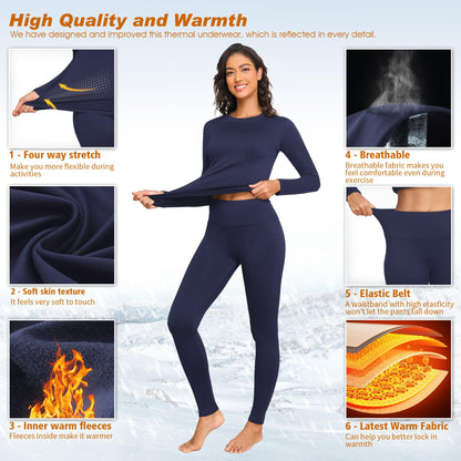 Thermal Underwear for Women Thermal Set Fleece Lined Leggings Long Johns