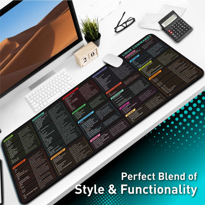 Pixiecube Excel Cheat Sheet Desk Pad | Excel Shortcut Keys Mouse Pad | Extended Large XL Gaming Mousepad | Pc Office Spreadsheet Keyboard Mat | Non-Slip Stitched Edge