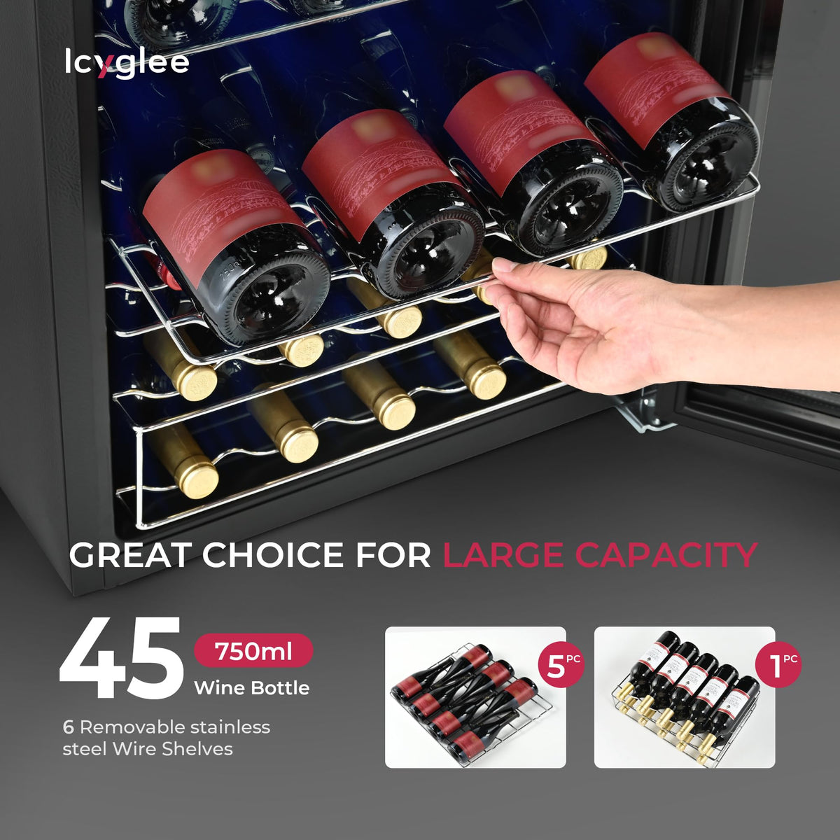 Icyglee 25 Bottle Compressor Wine Cooler Refrigerator
