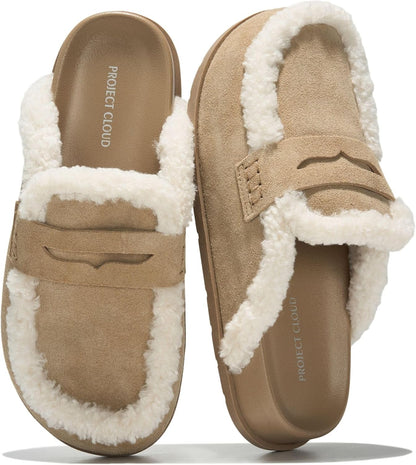 Project Cloud 100% Genuine Leather Slip-On Womens Clogs Mules for Women