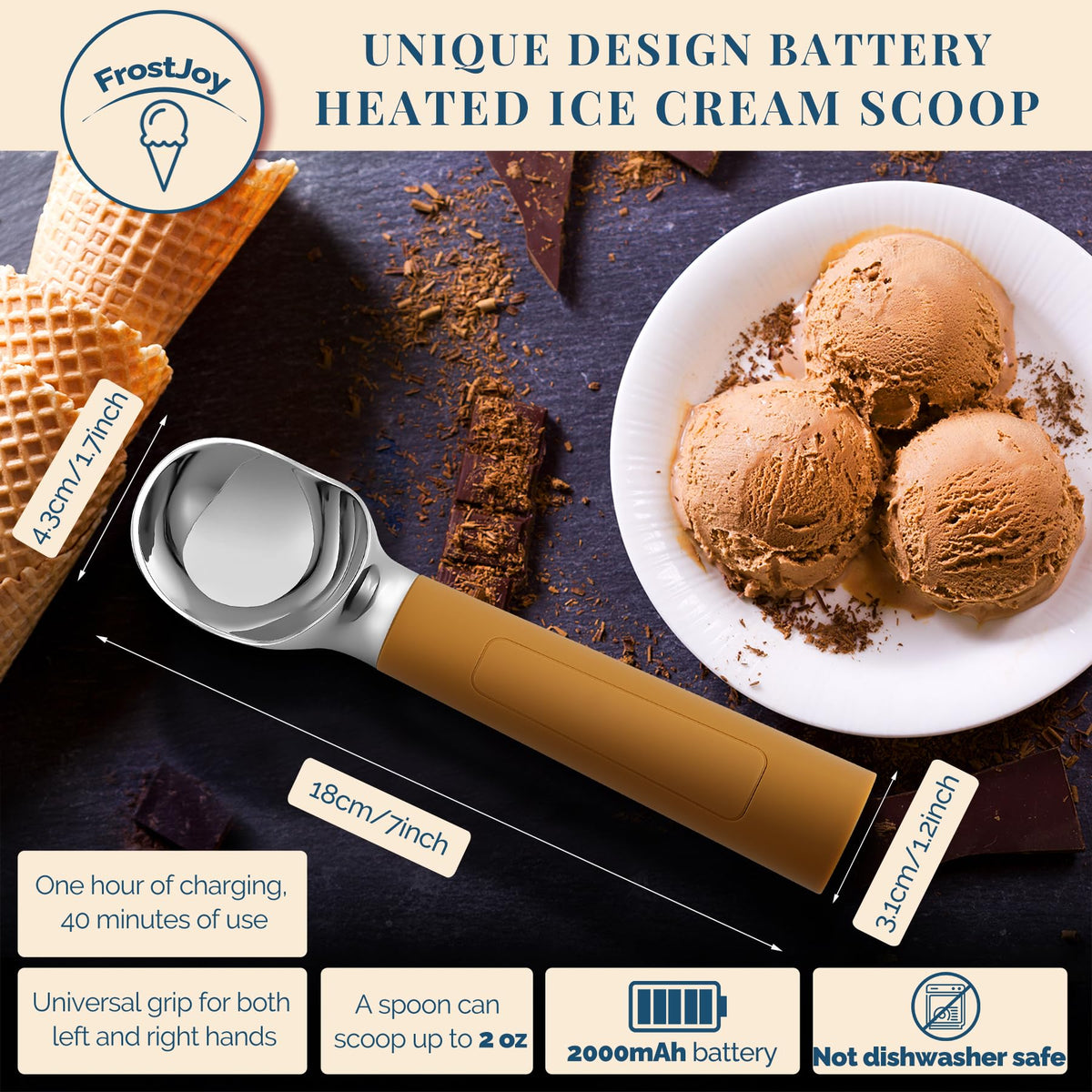 Heated Ice Cream Scoop Rechargeable