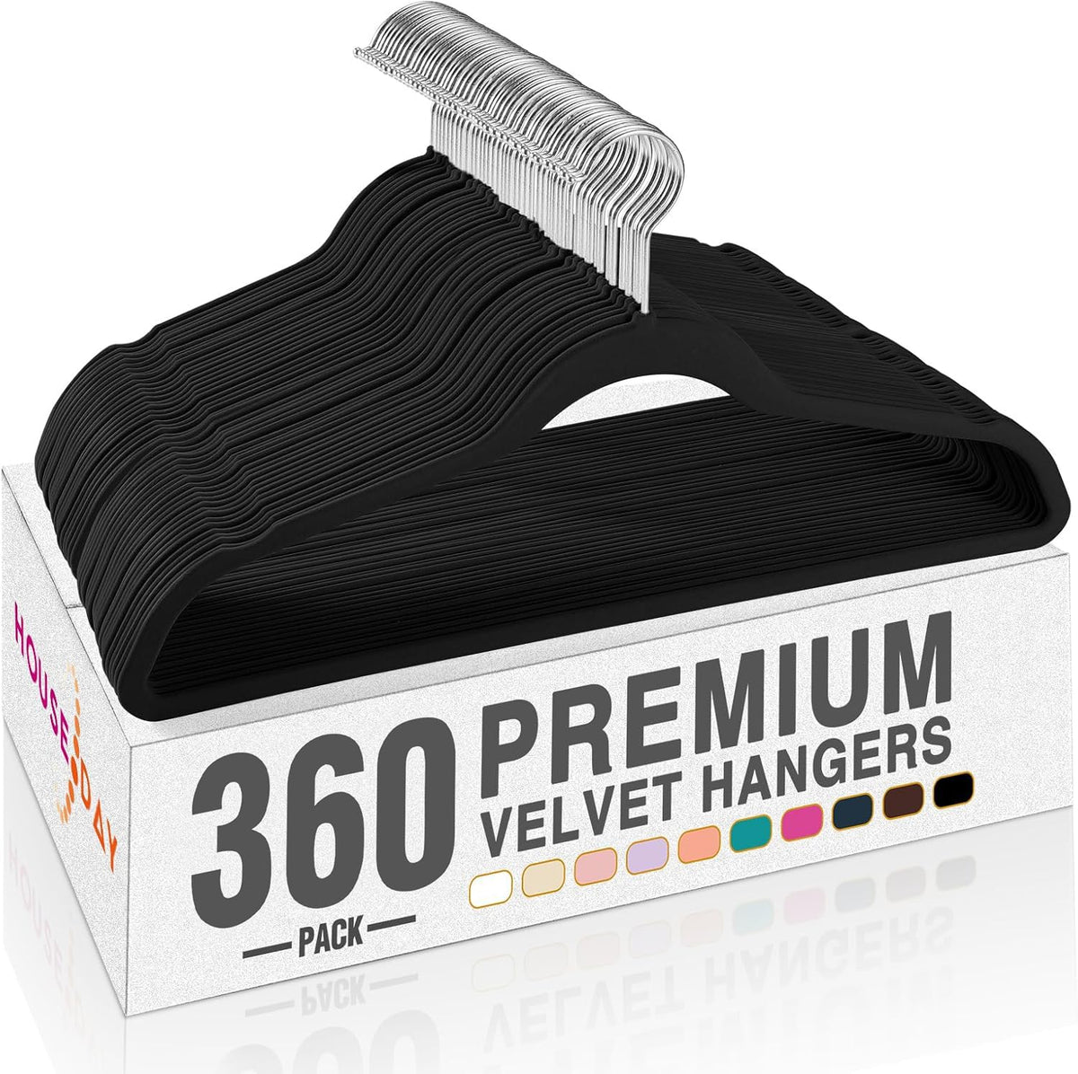 House Day Black Velvet Hangers 60 Pack