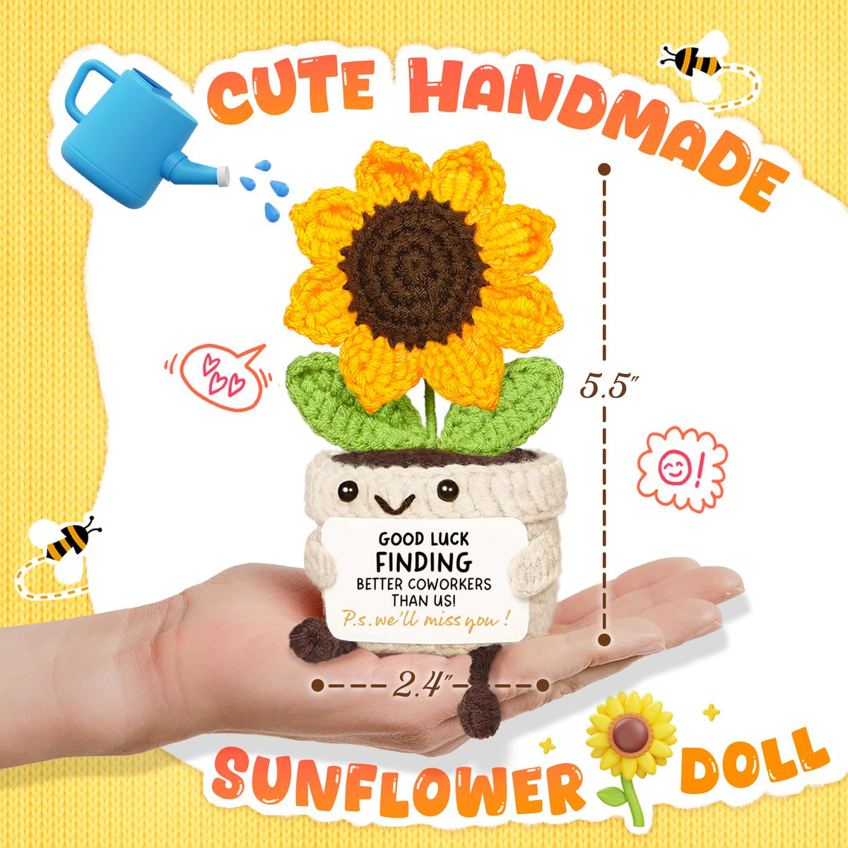 Handmade Positive Sunflower Crochet Decor