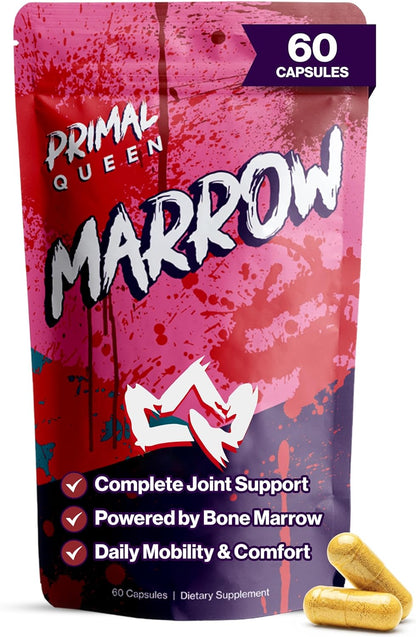 Primal Queen Marrow – Bone Marrow Joint Support for Women | 46x Bioavailable Curcuwin Turmeric, Hyaluronic Acid, Boswellia | Joint Flex Support, 46x More Absorption