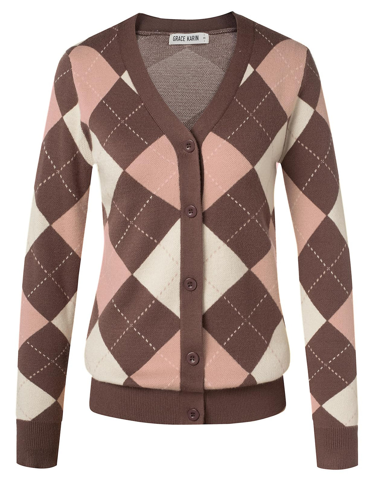 GRACE KARIN Cardigan Sweaters for Women - Argyle Sweater