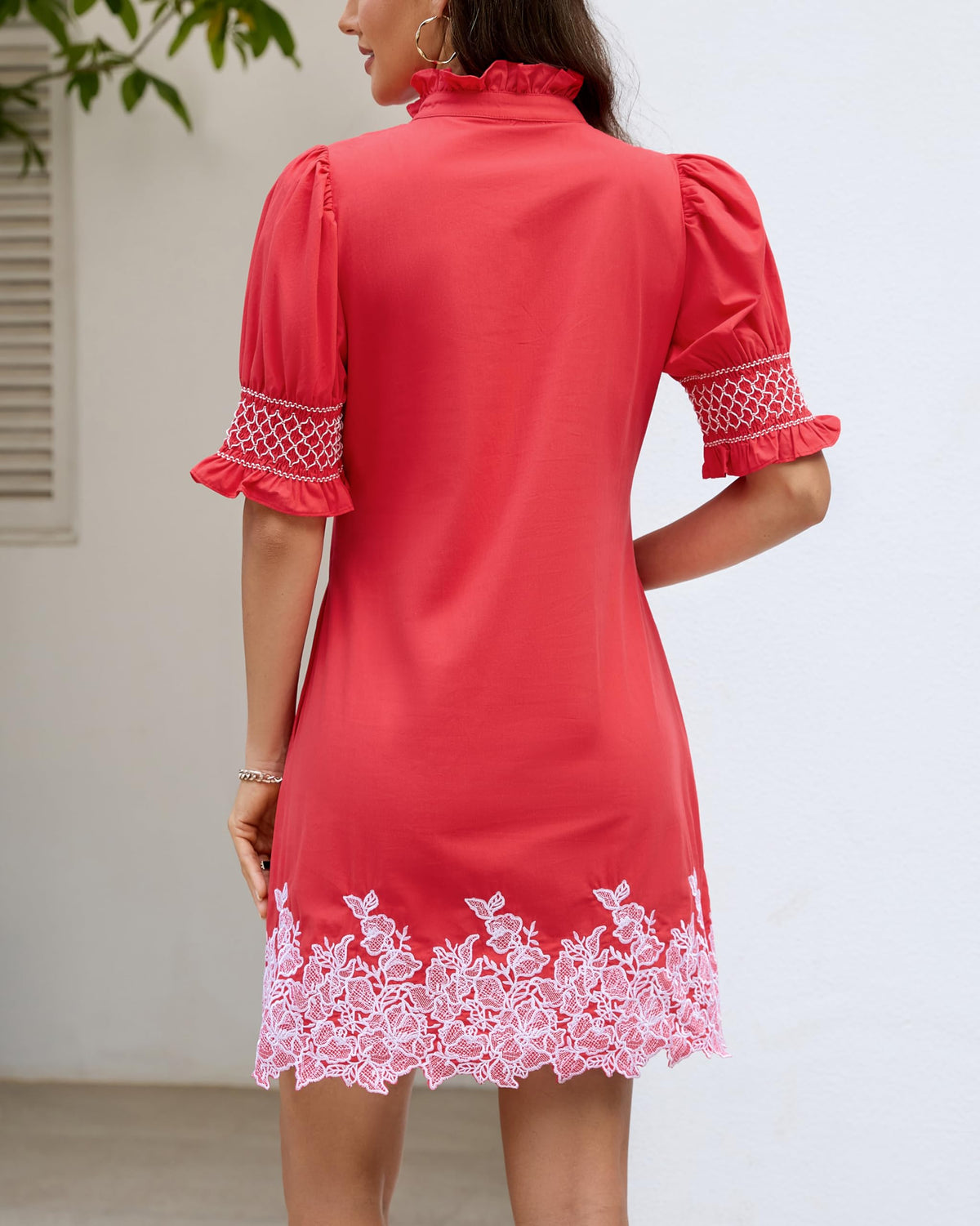YEXPINE Women's Summer Embroidered Mini Dress