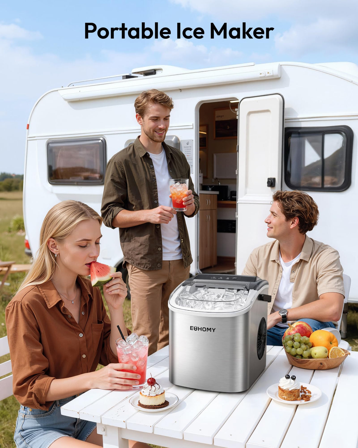 Euhomy Countertop Ice Maker Machine with Handle