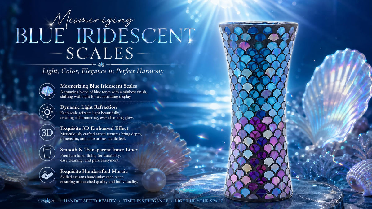 11.6" H Purple Red Mosaic Vase