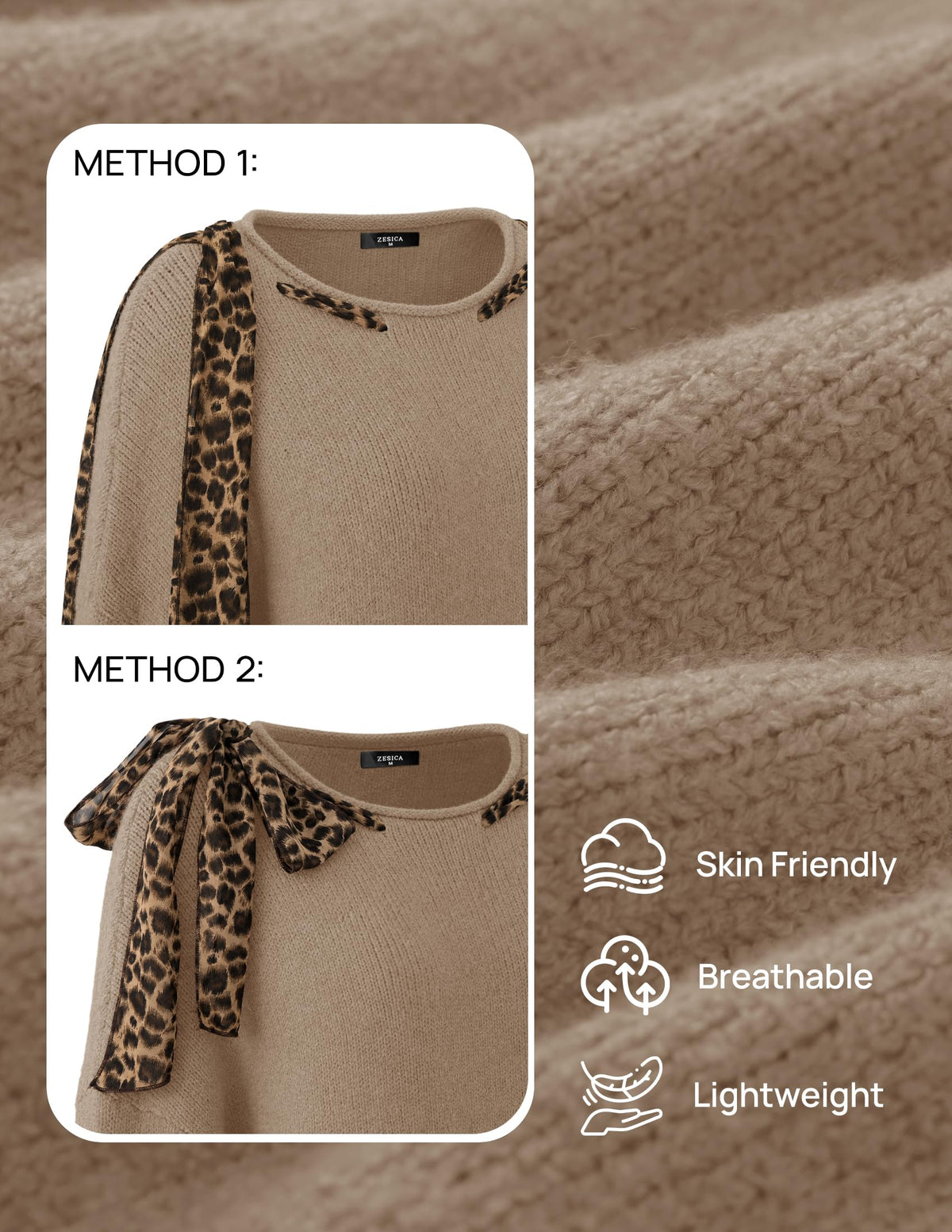 ZESICA Women's Fall Winter Cute Bow Tie Oversized Sweaters