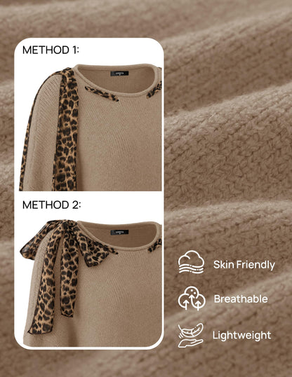 ZESICA Women's Fall Winter Cute Bow Tie Oversized Sweaters
