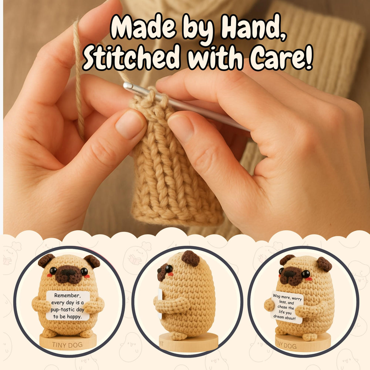 Emotional Support Gifts for Women - Positive Crochet Cupcake W/ 30 Uplifting Affirmation Cards