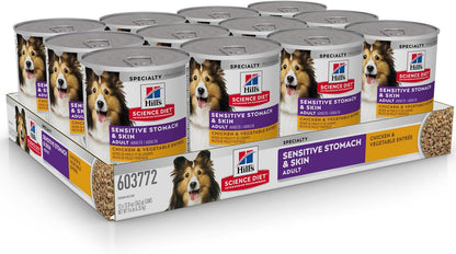 Hill's Science Diet Adult Sensitive Stomach & Skin Wet Dog Food, Turkey & Rice, 12.5 Oz. Cans, 12-Pack
