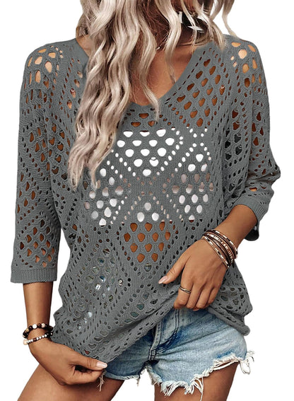SHEWIN - Hollow Out Beach Crochet Top