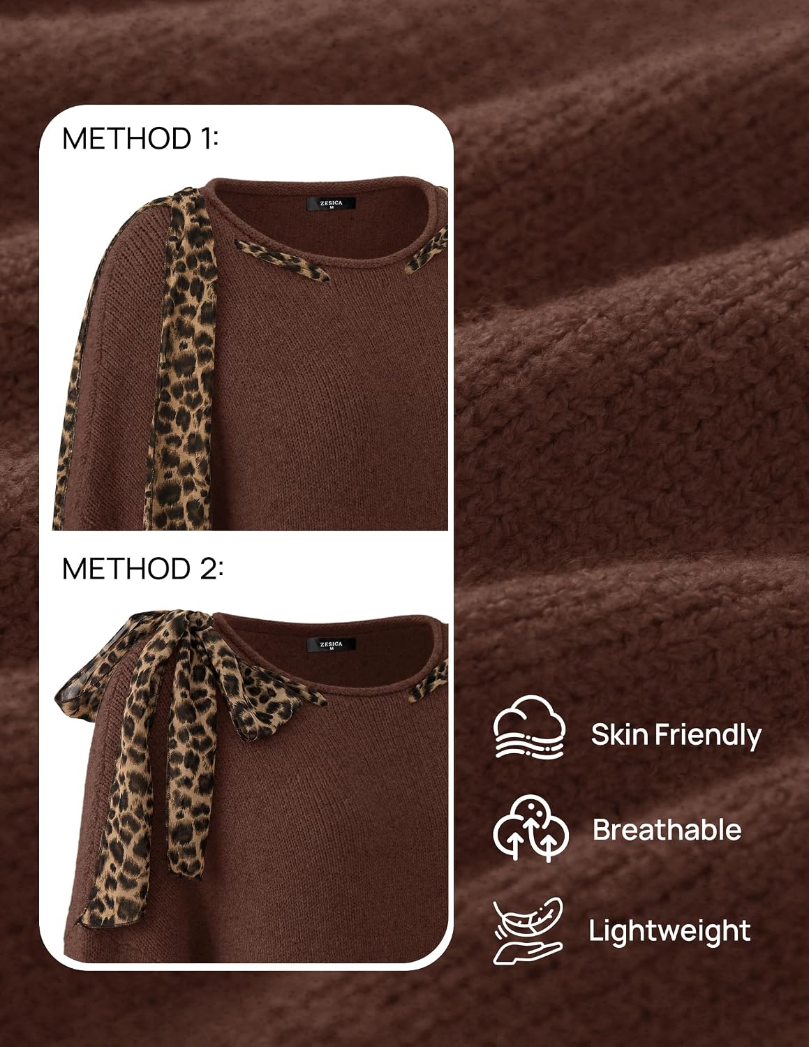ZESICA Women's Fall Winter Cute Bow Tie Oversized Sweaters