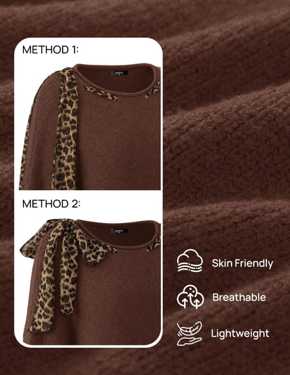 ZESICA Women's Fall Winter Cute Bow Tie Oversized Sweaters