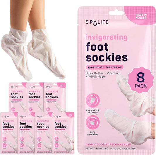 SpaLife Moisturizing Foot Sockies | Foot Mask for Dry Cracked Feet | Tea Tree Oil Softening Booties