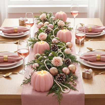 Fall Decor, Fall Decorations for Home - Flameless Pumpkin Candle with Timer Remote - Room Bedroom Table Farmhouse Decor for Halloween, Thanksgiving, Orange+white