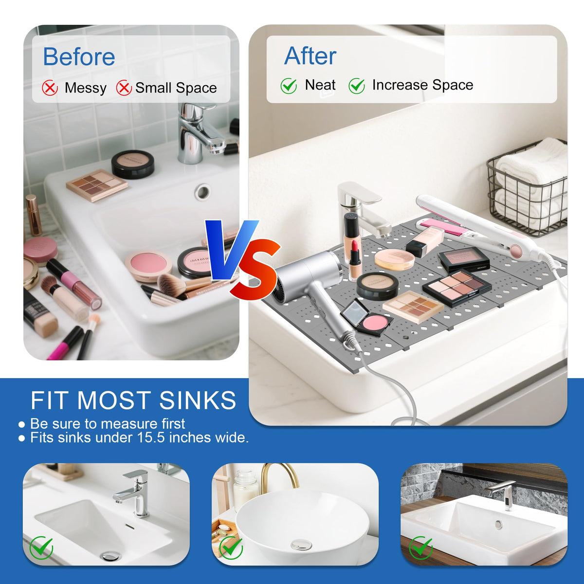 Mofason Bathroom Sink Top Cover Space Saver