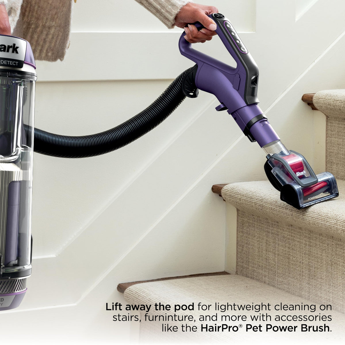 Shark AZ2002 Vertex Powered Lift-Away Upright Vacuum with Duoclean Powerfins, Self-Cleaning