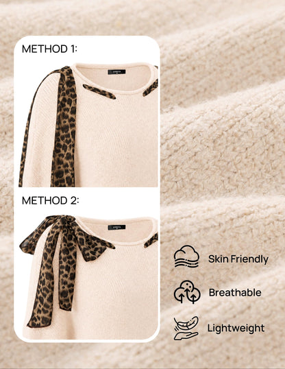 ZESICA Women's Fall Winter Cute Bow Tie Oversized Sweaters