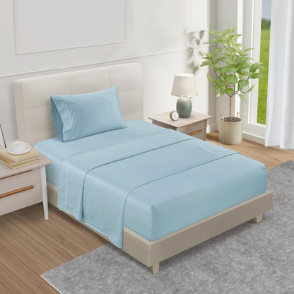 100% Egyptian Cotton Sheets King Size Sheets Set with Fully Elasticated 15" Deep Fitted Sheet & Pillowcases