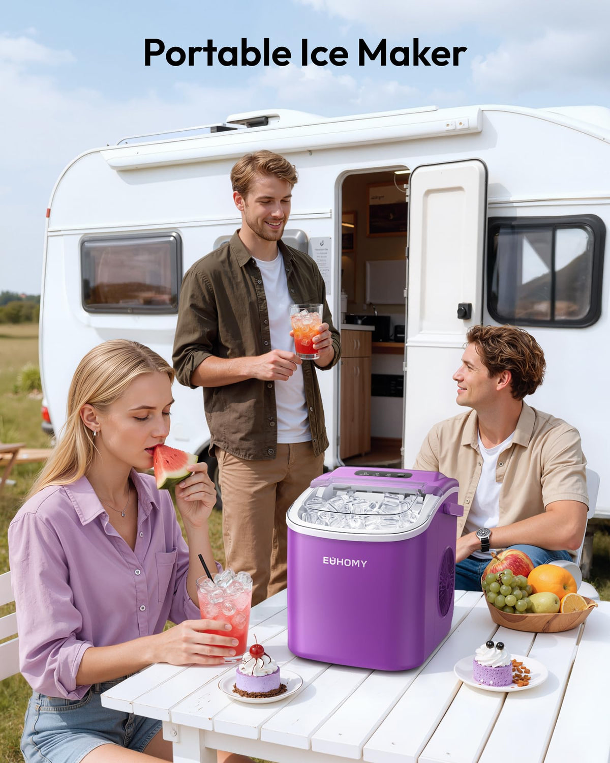 Euhomy Countertop Ice Maker Machine with Handle