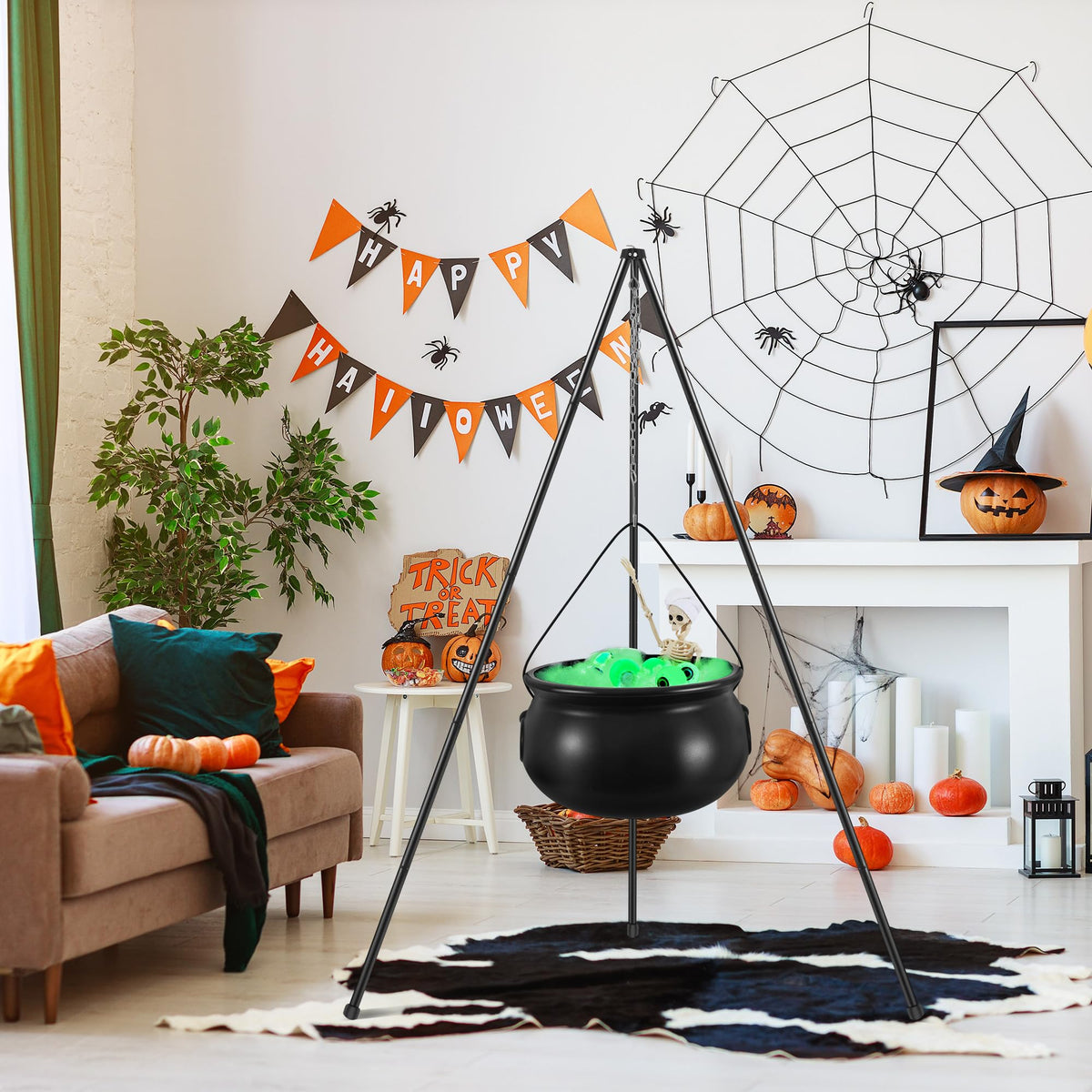 Aygxu Halloween Decorations Indoor,black Witches Cauldron,halloween Party Decorations,plastic Cauldron Pot,bubble Witch Cauldron Diy Set for Kitchen Table Decor