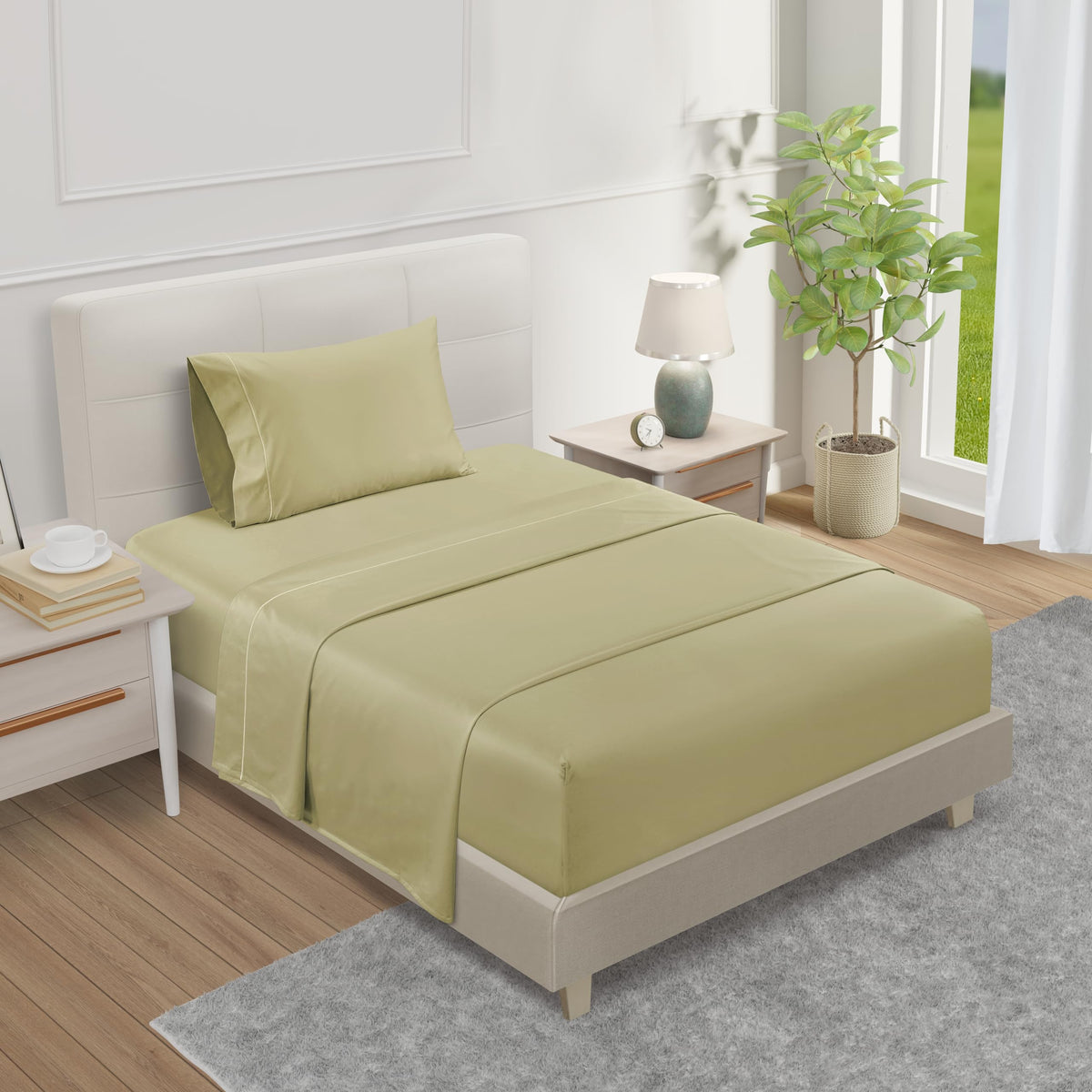 100% Egyptian Cotton Sheets King Size Sheets Set with Fully Elasticated 15" Deep Fitted Sheet & Pillowcases