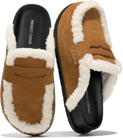 Project Cloud 100% Genuine Leather Slip-On Womens Clogs Mules for Women