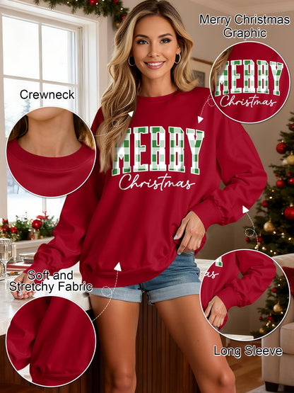 Christmas Shirts For Women Merry Christmas Graphic Crewneck Sweatshirt Tops