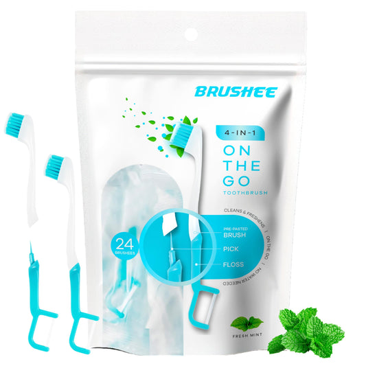 Brushee - the Evolution of Oral Care | 4-In-1 Tool (Paste + Brush + Floss + Pick)