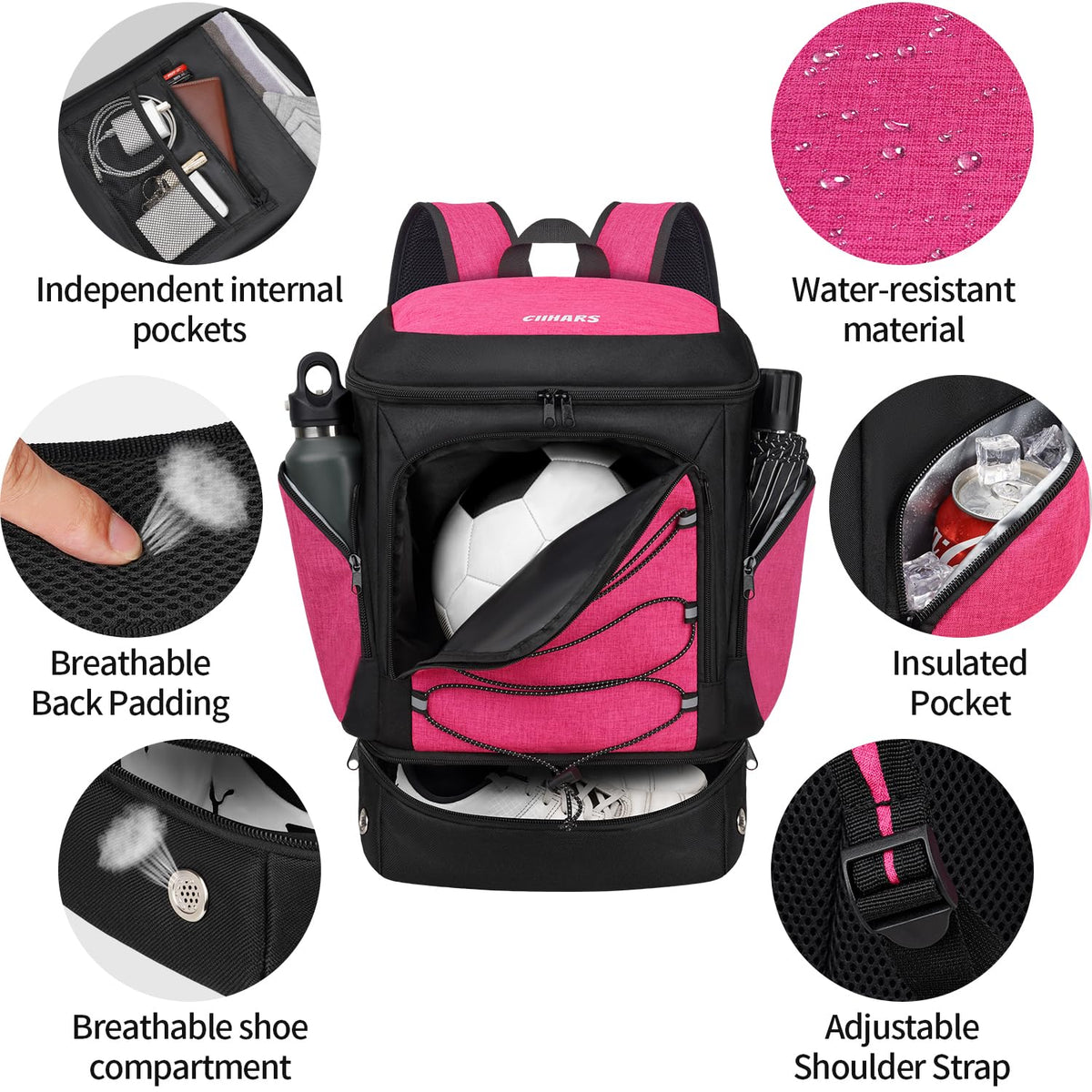 Soccer Backpack,Soccer Bag with Ball Holder and Shoe Compartment