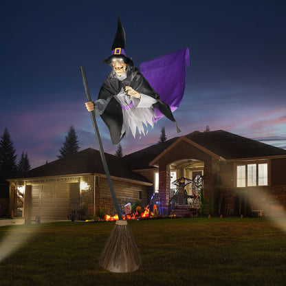 Aw 9Ft Animatronics Flying Witch Hovering Broom Animated Ac 100V-240V Halloween Outdoor Decoration Motion Activated