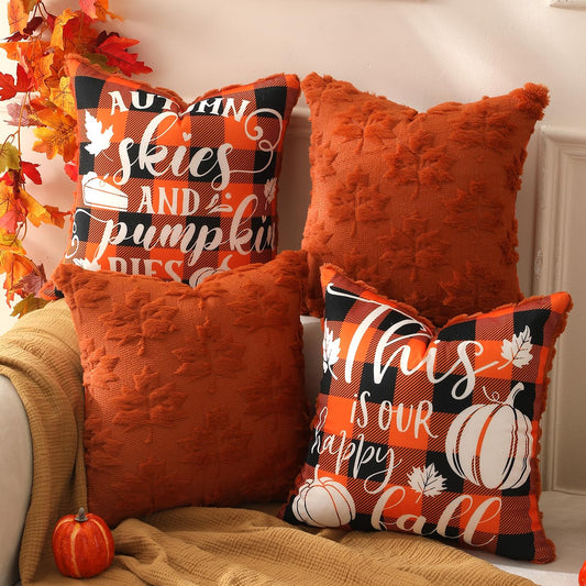 Toypopor Halloween Decorations, 2 Packs Double Sided Ghost Pillow Covers, Soft Fur Throw Pillow Cases Indoor Outdoor Pumpkin Couch Cushion Case for Fall Autumn Bedroom Living Room Home Decor 18''X18''