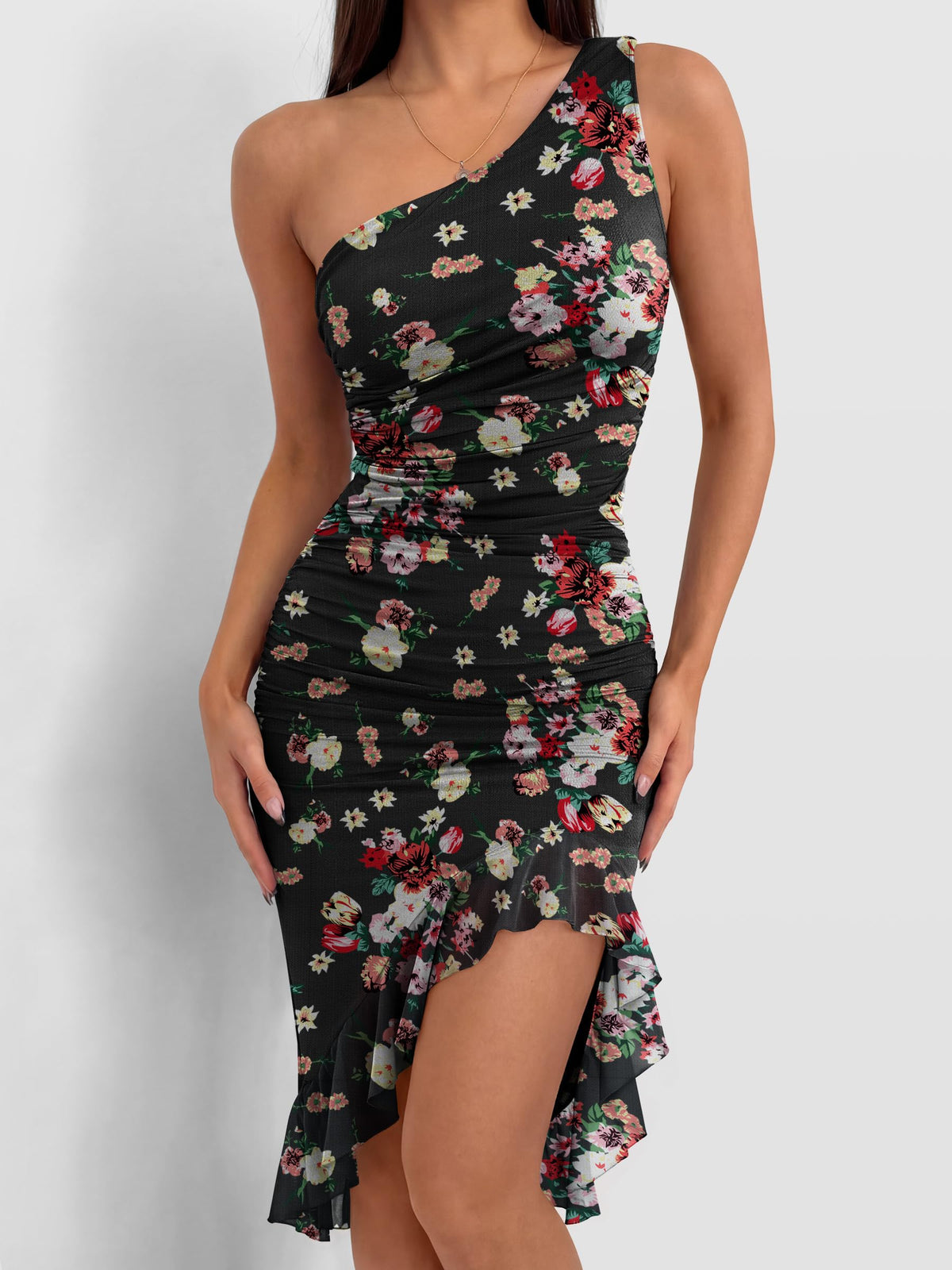 Caracilia Womens One Shoulder Dress