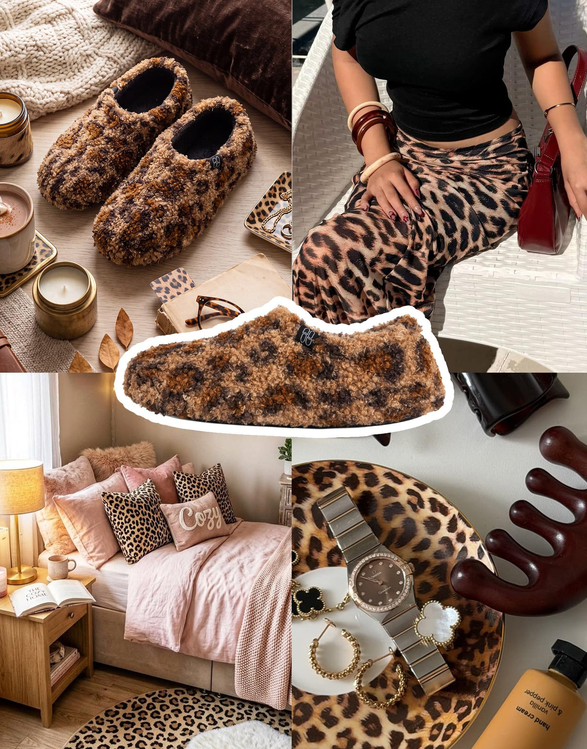 HomeTop Women's Fuzzy Curly Fur Fleece Lining Memory Foam Loafer Slippers