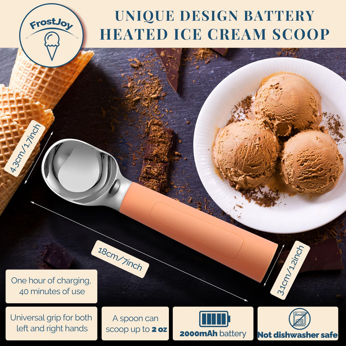 Heated Ice Cream Scoop Rechargeable