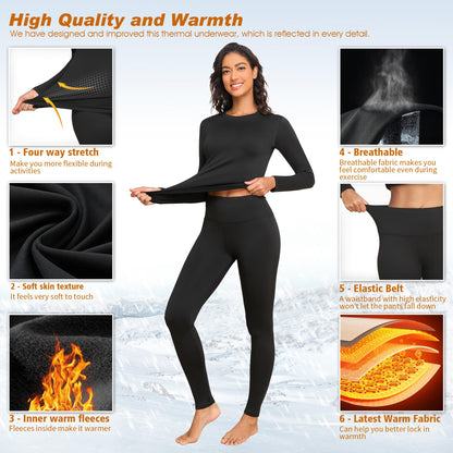 Thermal Underwear for Women Thermal Set Fleece Lined Leggings Long Johns