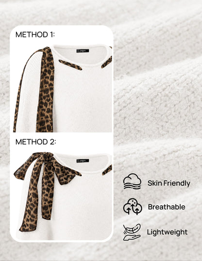 ZESICA Women's Fall Winter Cute Bow Tie Oversized Sweaters