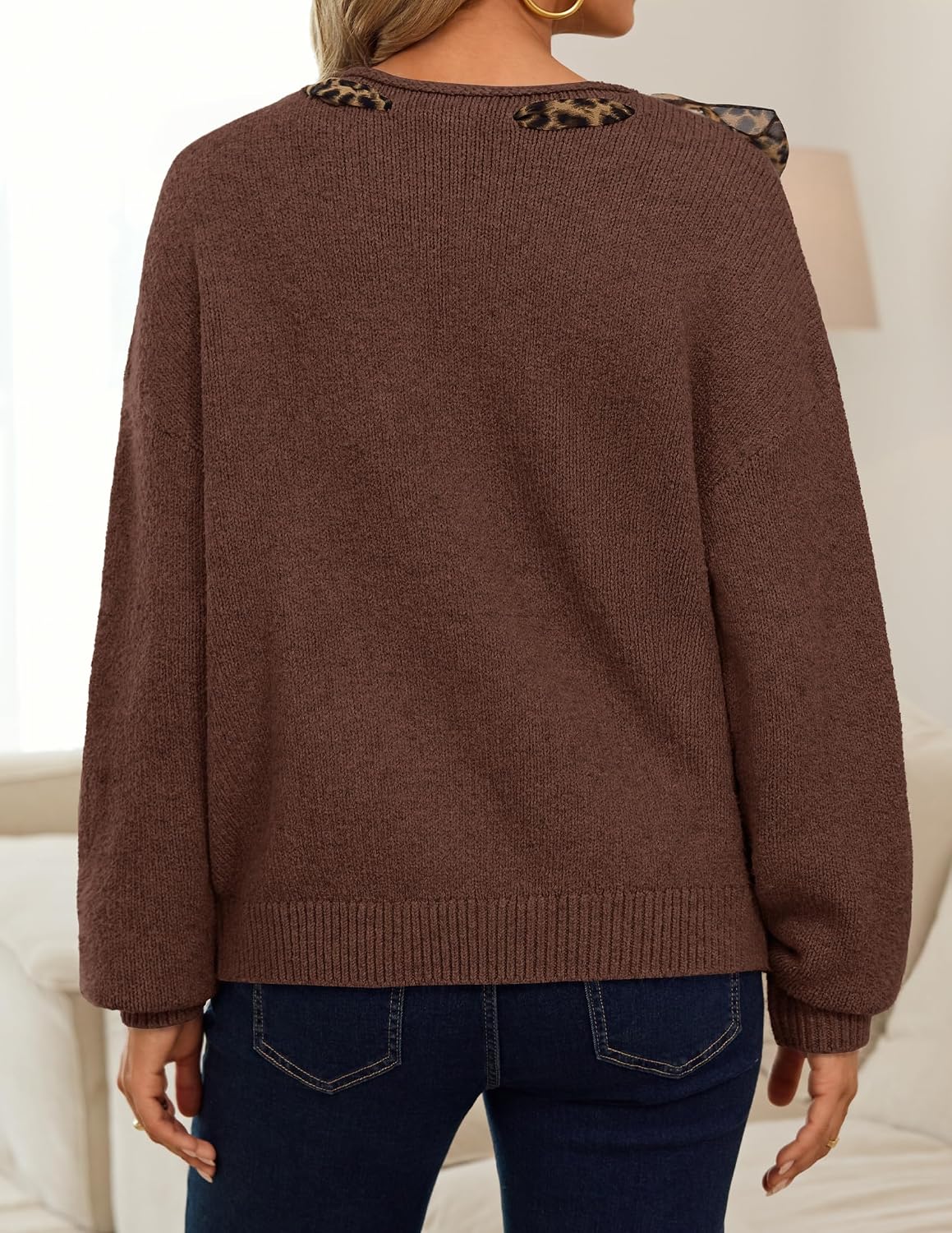 ZESICA Women's Fall Winter Cute Bow Tie Oversized Sweaters