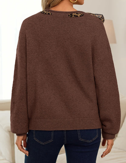 ZESICA Women's Fall Winter Cute Bow Tie Oversized Sweaters
