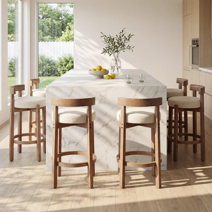 Lukealon Mid Century Linen Counter Stools Set of 4