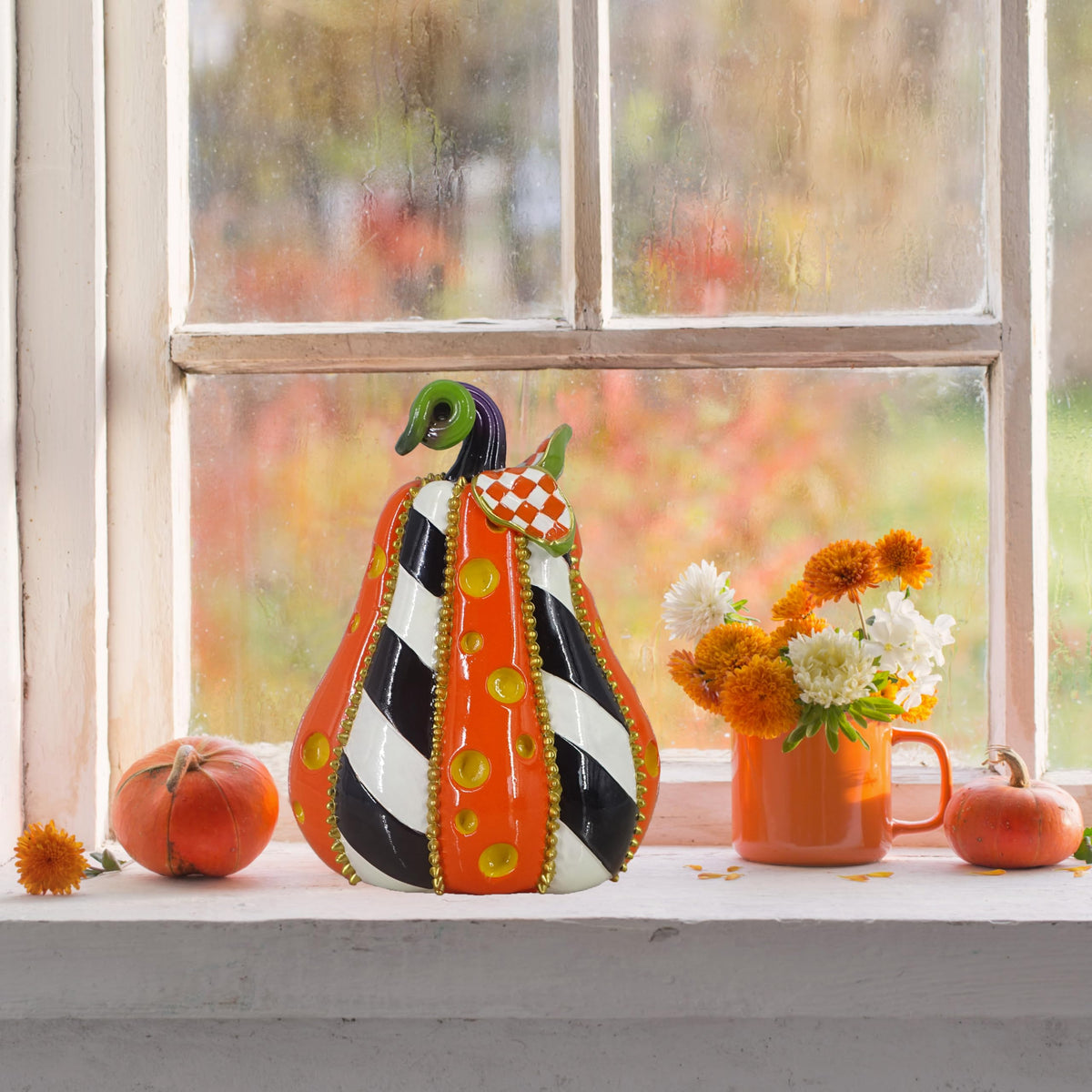 8 Inch Resin Pumpkin Statue, Halloween Fall Decor | Handmade Resin, Thanksgiving Centerpiece, Halloween Tabletop, Mantle & Bookshelf Decor